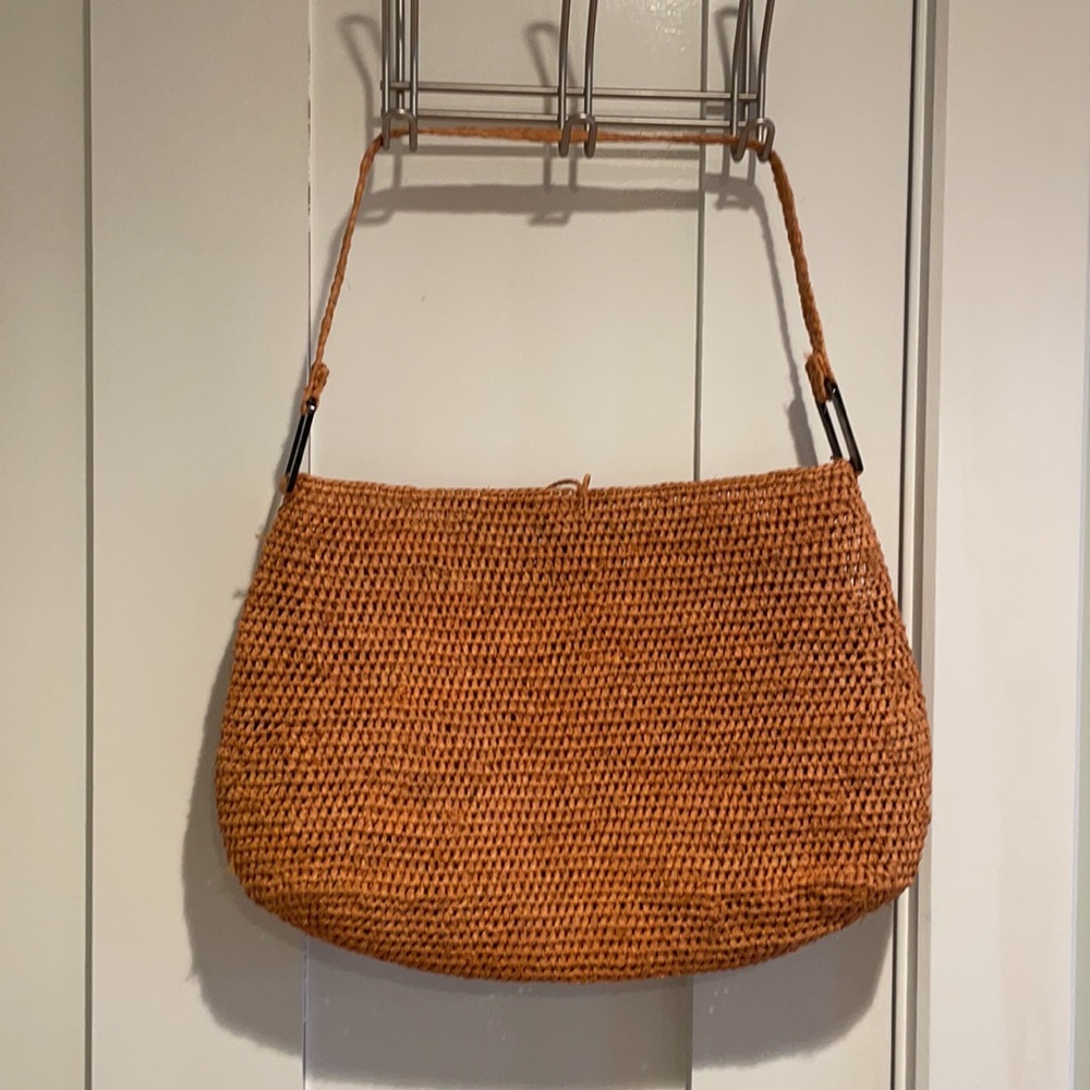 Annabel Ingall Orange Raffia Shoulder Bag - Picture 6 of 7